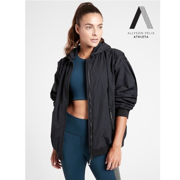 Athleta Allyson Felix Legend Oversized Jacket Black Size Medium - Picture 1 of 12